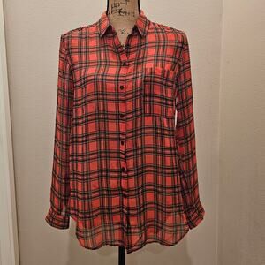 NWOT MNG Women's Tartan Long Sleeve Button Down Shirts Size 4